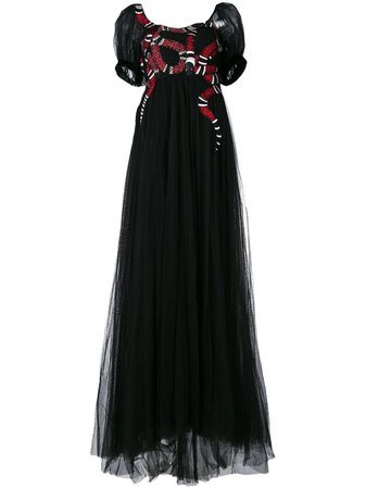 Gucci Snake Embroidered Tulle Gown | Farfetch.com