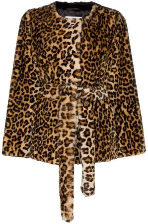 Stand Odela Konacri leopard print belted faux fur jacket
