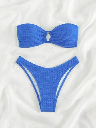 SHEIN Swim Ring Linked Bandeau Bikini Swimsuit | SHEIN USA
