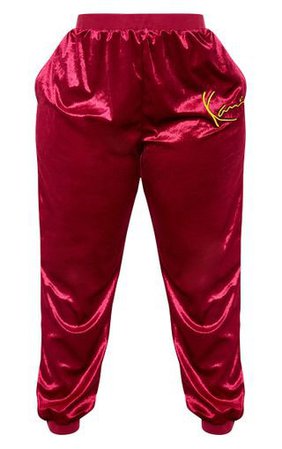 Karl Kani Maroon Velour Joggers | Trousers | PrettyLittleThing | ShopLook