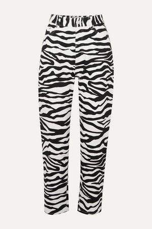 Cropped Zebra-print High-rise Tapered Jeans - Zebra print