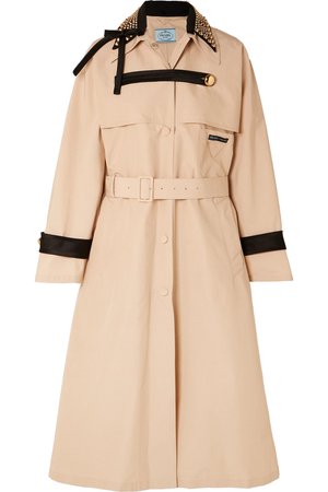 Prada | Studded cotton-blend twill trench coat | NET-A-PORTER.COM