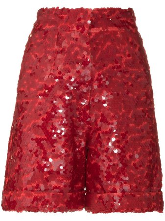 ANOUKI sequin embroidered shorts red EXCLCATHERINESHORTS - Farfetch