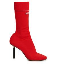 Vetements Lighter-heel Sock Ankle Boots in Red - Lyst