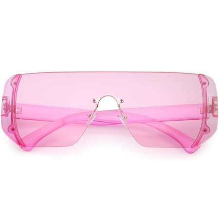 Oversize Rimless Shield Sunglasses Flat Top Mono Block Lens 62mm - sunglass.la