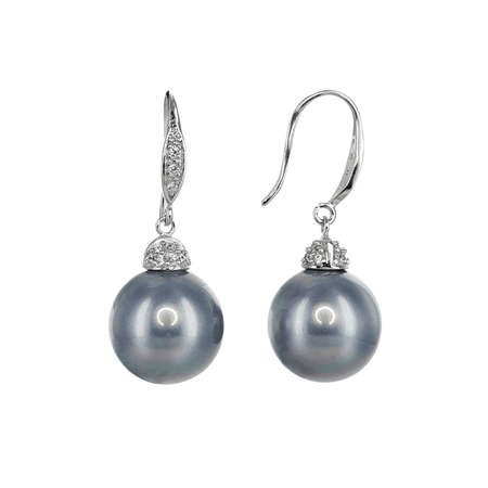 Masami South Sea Shell Pearl Drop Earrings (Gray)