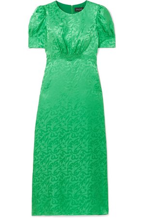 Saloni | Bianca silk-satin jacquard midi dress | NET-A-PORTER.COM