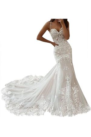 Amazon.com: Lace Appliques Wedding Dresses for Bride with Long Sleeves 2022 Aline Beaded Bridal Ball Gown for Women with Train White 6 : Clothing, Shoes & Jewelry