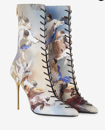 URIA ANKLE BOOTS IN SKY PRINT LEATHER $1,695.00 |Balmain