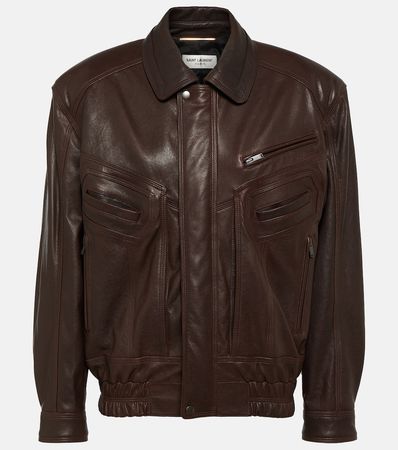 Leather Jacket in Brown - Saint Laurent | Mytheresa