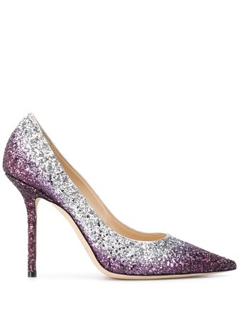 Shop silver & purple Jimmy Choo Love 100mm glitter pumps with Express Delivery - Farfetch