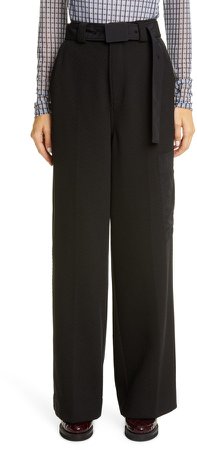 Belted Wide Leg Twill Trousers