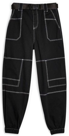 black contrast stitch cargo pants