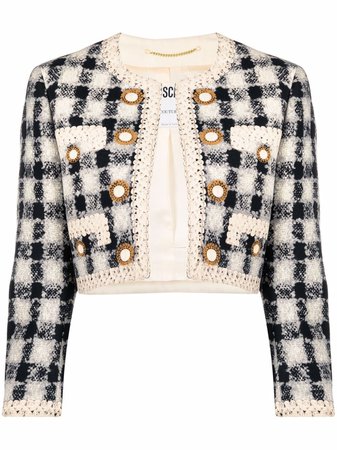 Moschino Pre-Owned tweed cropped jacket