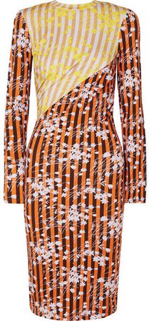 Vivid Printed Stretch-jersey Midi Dress - Orange