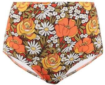 X Re/done Woodstock Floral Print Bikini Briefs - Womens - Orange Print