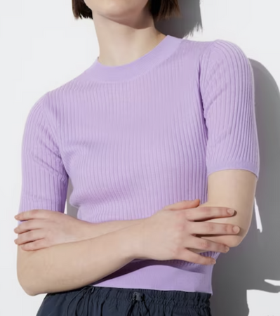 Uniqlo Extra Fine Merino Ribbed Sweater Purple