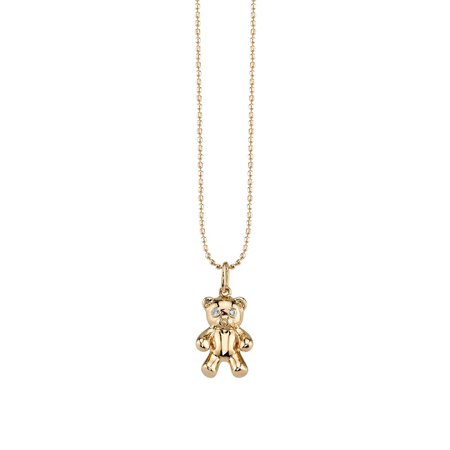 gold teddy bear necklace - Google Search