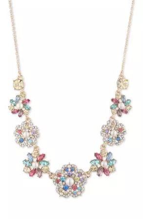 Marchesa Fresh Floral Crystal Cluster Frontal Necklace | Nordstrom
