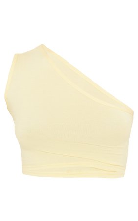 Lemon Basic One Shoulder Jersey Crop Top | PrettyLittleThing USA