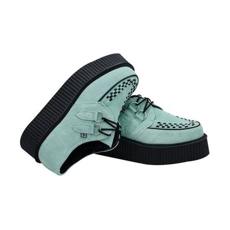 *clipped by @luci-her* T.U.K. Shoes A8308 2 Inch Platform Sole Mint Green Suede
