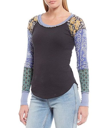 Free People Bright Side Thermal Pattern Long Sleeve Top at Dillard's