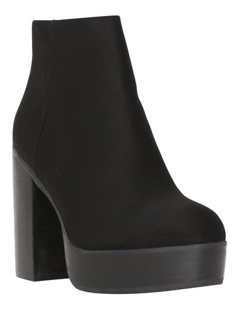 Creep Black Faux Suede Block Heel Ankle Boots - ALL - BOOTS - SHOES