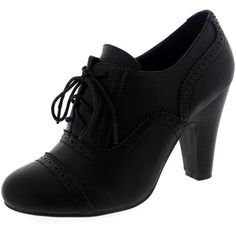 Womens Mary Jane Brogue Work Office Shoes Lace Up Ankle