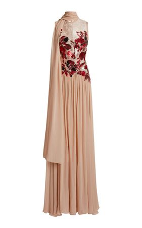 Sequined Silk-Blend Chiffon Maxi Dress By Elie Saab | Moda Operandi