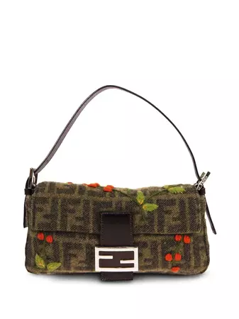 Fendi Pre-Owned 1990-2000s Cherry Embroidery Zucca Baguette Handbag - Farfetch