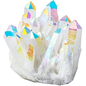 Shanxing Angel Aura Crystal Titanium Coated Cluster Specimen,Healing Reiki Energy Natural Gemstone Figurine Home Decor 3.5"-4" : Amazon.co.uk: Health & Personal Care