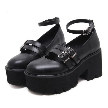 Buckle Strap Platform Shoes, Sandals, Cute Gothic Open Shoes