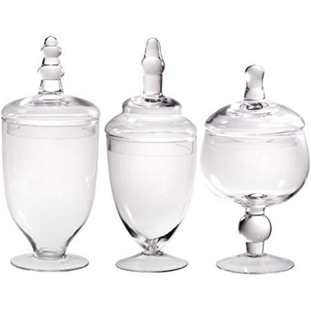Palais Glassware Clear Glass Apothecary Jars - Set of 3 - Wedding Candy Buffet Containers - Walmart.com