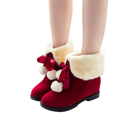 Red Fluffy Ankle Boots