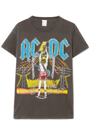 MadeWorn | AC/DC distressed printed cotton-jersey T-shirt | NET-A-PORTER.COM