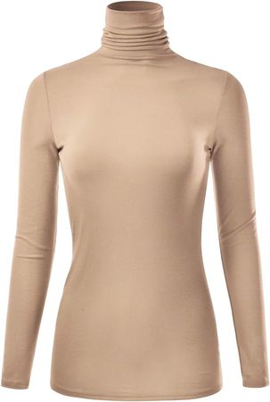 EIMIN Turtleneck Long Sleeve Versatile Soft Comfortable Affordable Slim Fit Pullover T-Shirts Top Sweater Taupe L at Amazon Women’s Clothing store