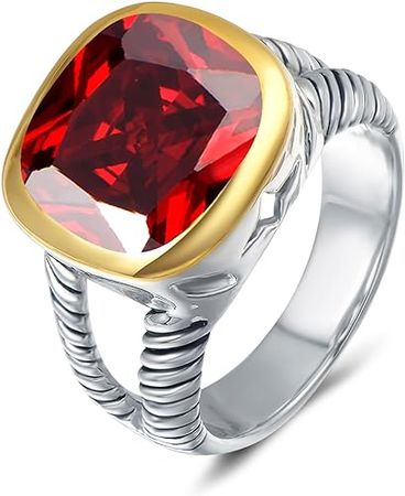 Amazon.com: UNY Jewel Twisted Cable Wire Two Tone Cusion Cut CZ Statement Ring Designer Inspired Fashion Love Antique Women Jewelry Gift (Red, 7): Clothing, Shoes & Jewelry