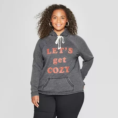 Women's Plus Size Let's Get Cozy Graphic Hoodie - Grayson Threads (Juniors') Black : Target