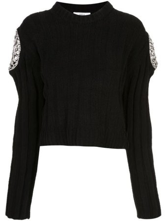 Area Blue Crystal-Embellished Cropped Sweater | Farfetch.com