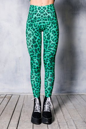 Green Leopard Leggings green leggings leopard print | Etsy