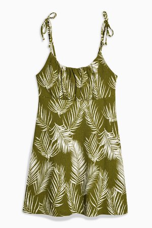Palm Crinkle Mini Dress | Topshop green