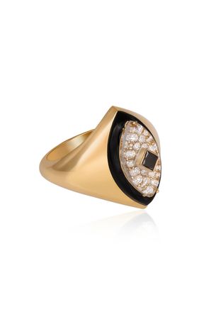 Beak Pinky In Owl 18k Yellow Gold Diamond Ring By L'atelier Nawbar | Moda Operandi