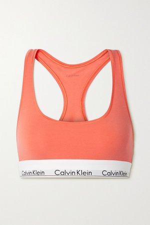 Bright orange Modern Cotton stretch cotton and modal-blend soft-cup bra | Calvin Klein Underwear | NET-A-PORTER