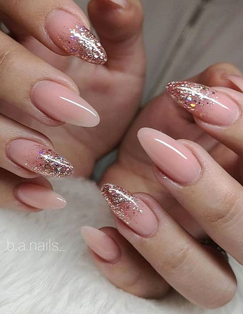 classy glitter almond nails