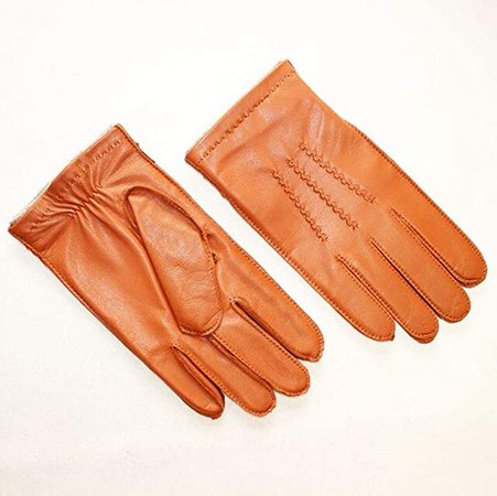 YTGBVDFD Leather gloves male goatskin gloves outer stitching wool lining autumn and winter warm driving gloves,Orange,China: Amazon.co.uk: Kitchen & Home