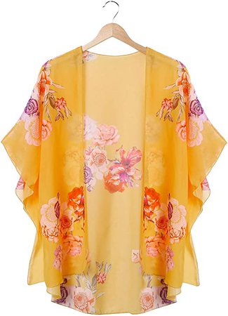 Amazon.com: Chunoy - Blusa tipo kimono informal de manga corta para mujer, diseño floral: Clothing