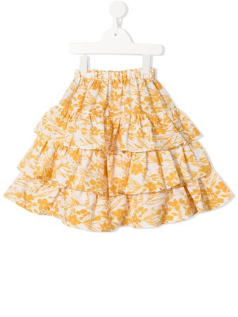 Shop white & yellow Little Bambah floral print layered skirt with Express Delivery - Farfetch