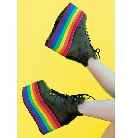 Club Exx Rainbow Striped Platform Sneakers