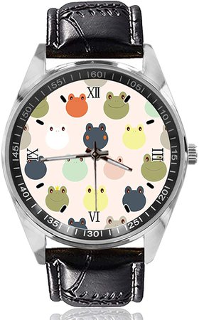 Amazon.com: Cute Colorful Frog Wrist Watch Custom Design Analog Quartz Watches Silver Dial Classic Leather Band Women's Men's Watch: Clothing