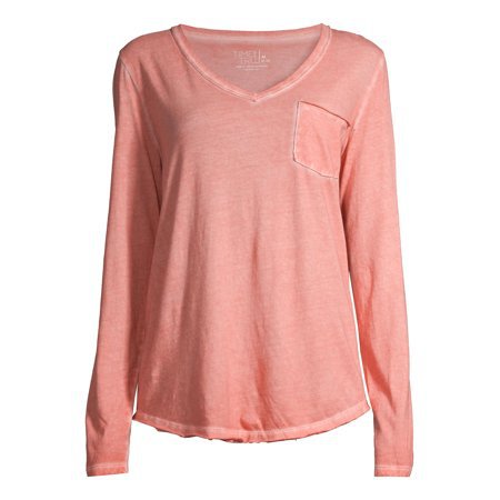 Time and Tru - Time and Tru Women's Long Sleeve Pocket T-Shirt - Walmart.com - Walmart.com pink